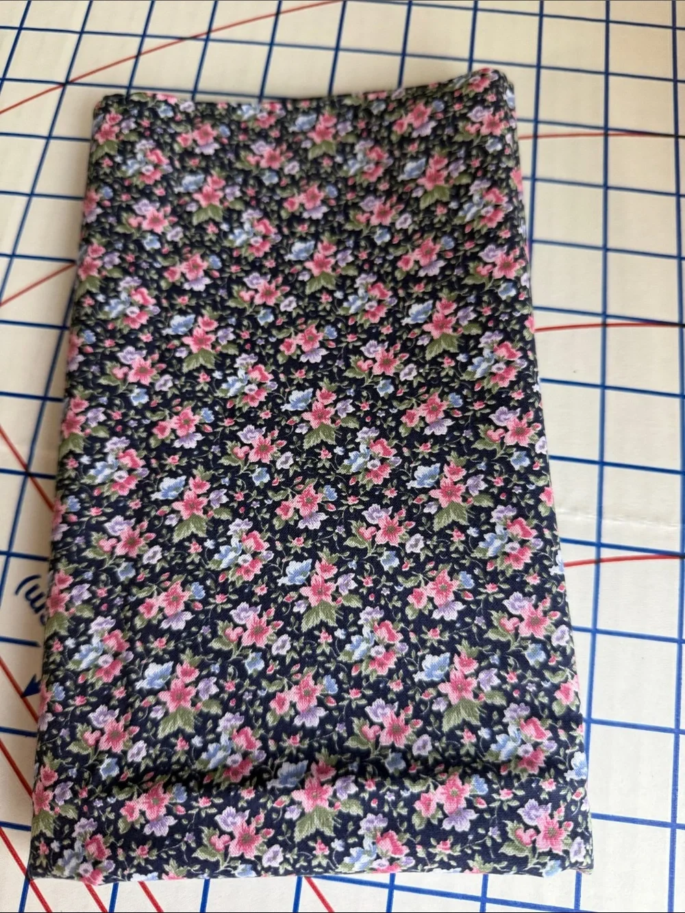 Vintage Peter Pan Fabrics Ditsy Floral Calico Navy Pink Blue 3/4+ Yard